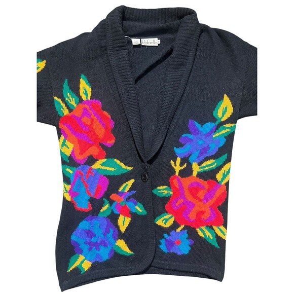 Vtg RAFAELLA ANGORA Sweater Cardigan Granny Core BRIGHT Colors SOFT Sz M - Picture 2 of 16